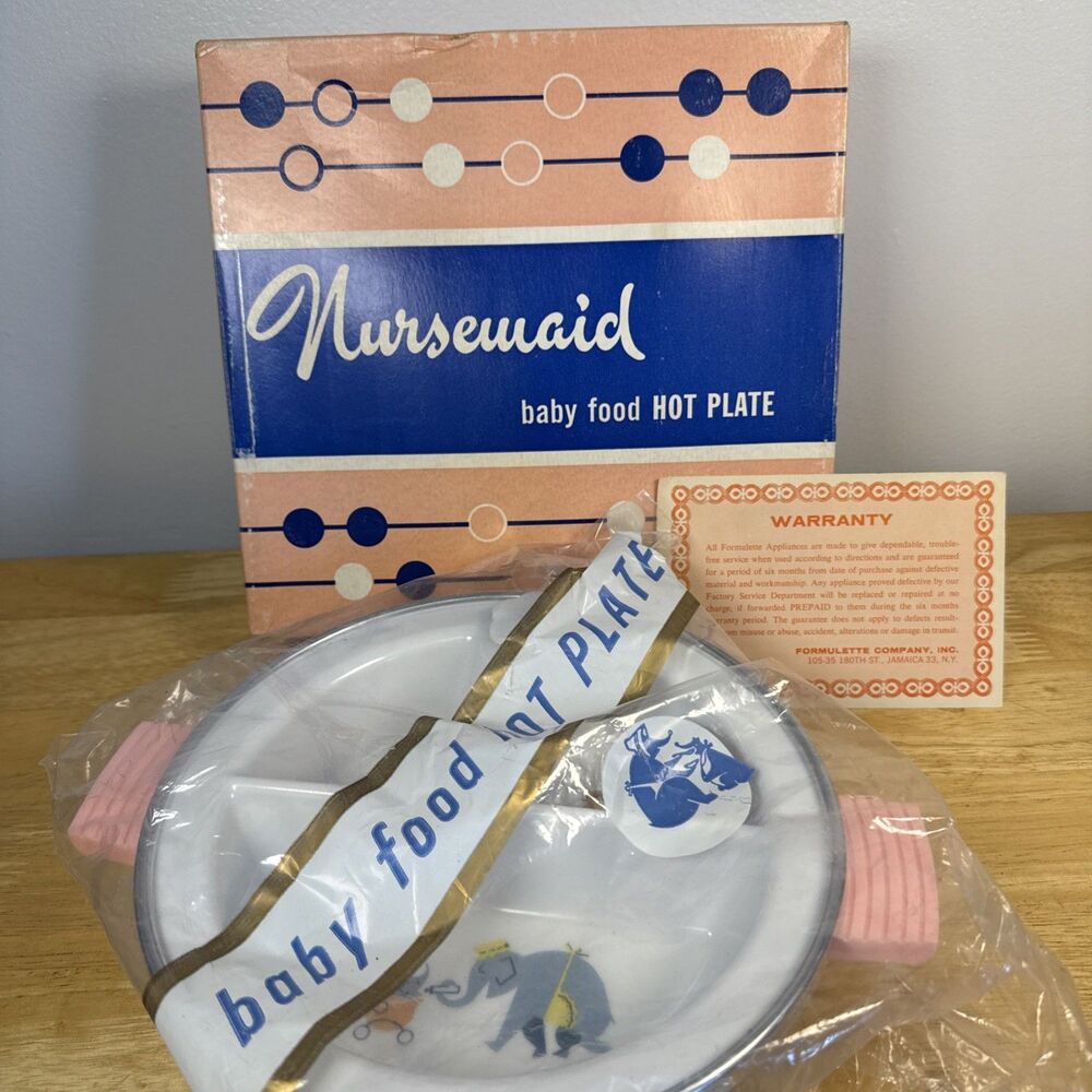 Vintage Nursemaid Baby Food Hot Plate Pink Divided Plate